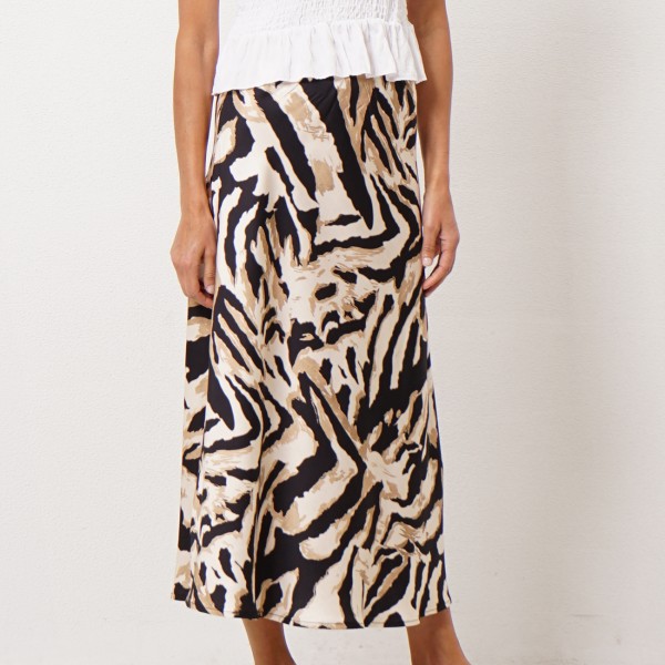 animal print satin skirt