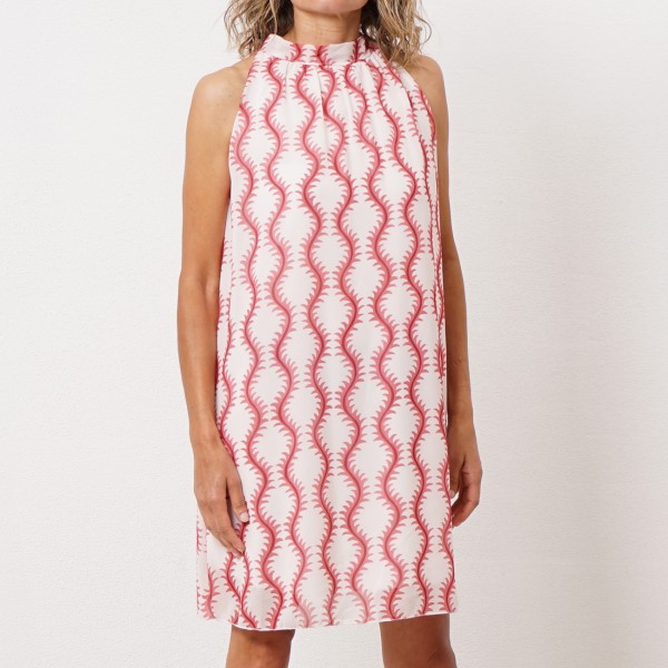 gathered crepe dress with lining
