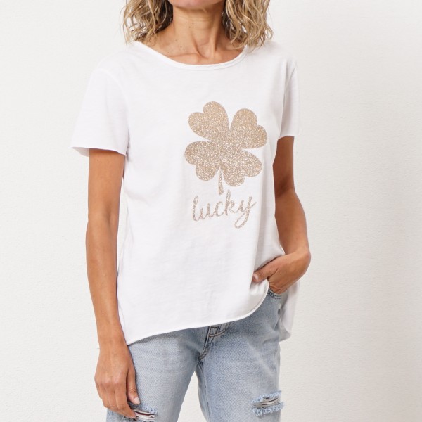 t shirt with gold print
