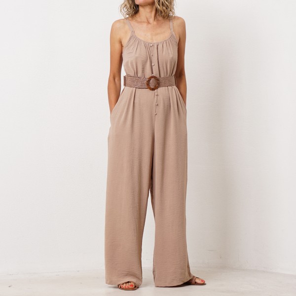 crepe jumpsuit with straps