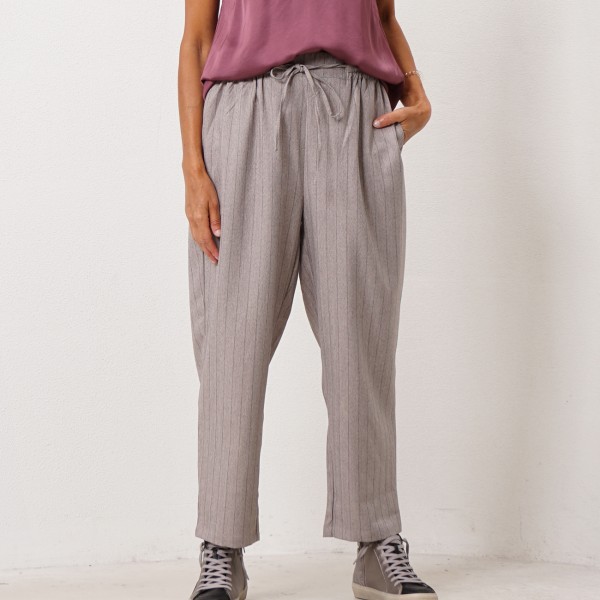 plain faux striped pants with pleats