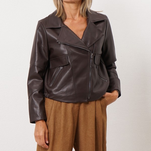 lined eco-leather jacket