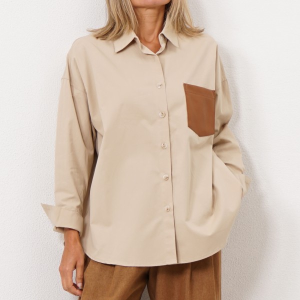 blouse with pocket in ecological leather