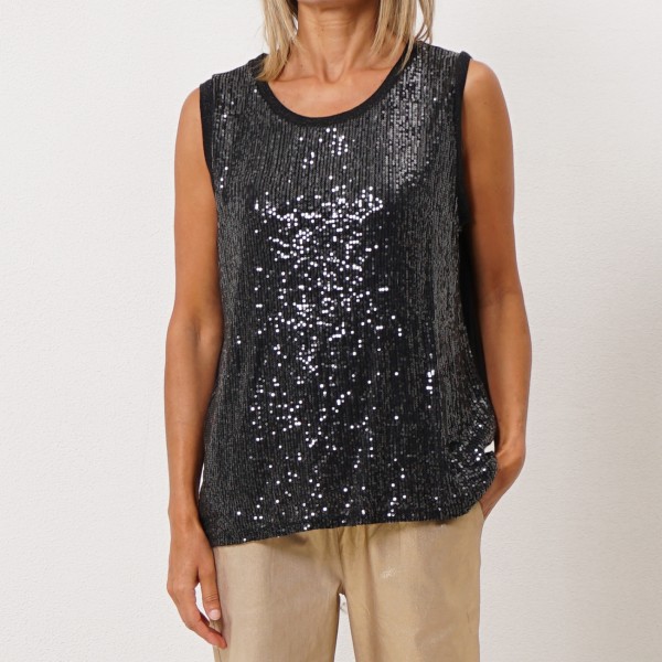 top in viscose with/ sequins on front