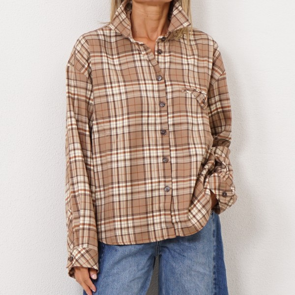 flannel shirt blouse w/ applications