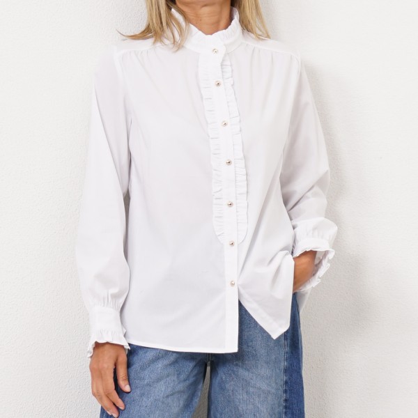 poplin blouse with/ ruffles