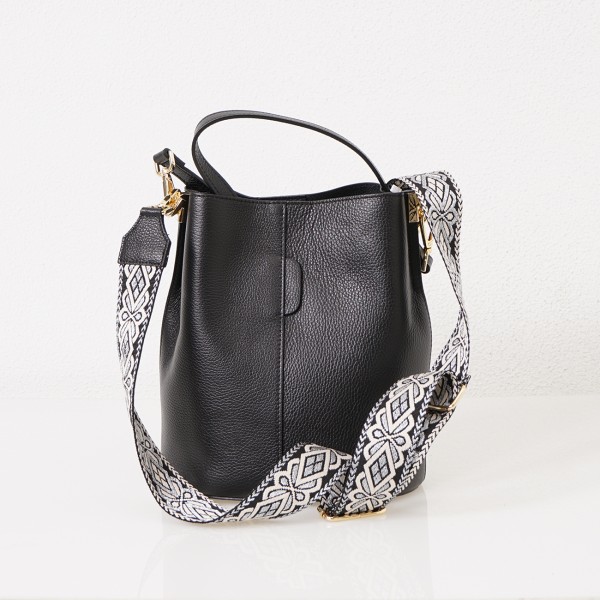 leather purse (handed) w/ canvas loop (jacquard)