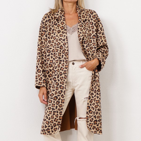 printed suede coat (animal print)