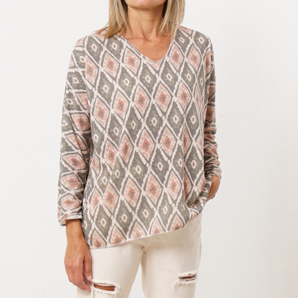 printed knit blouse