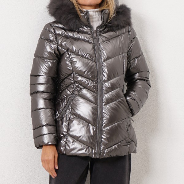 padded parka with glitter