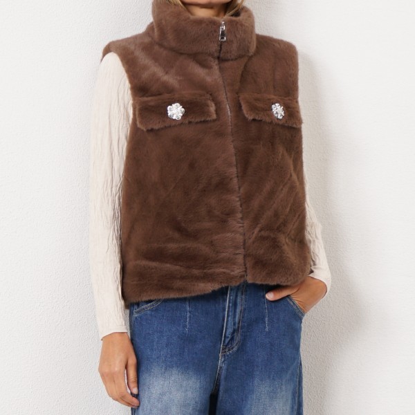 leather vest with shiny buttons