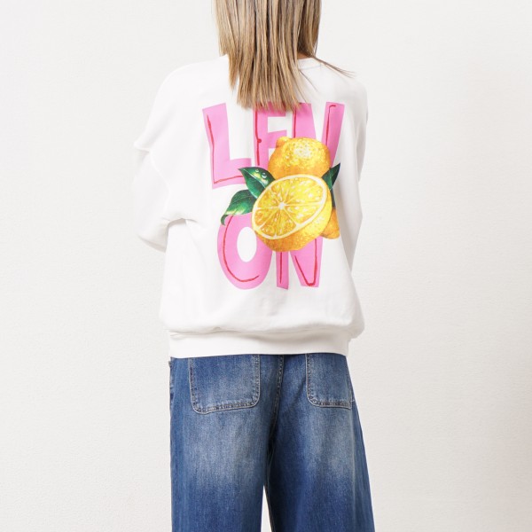 oversize fleece sweatshirt with print