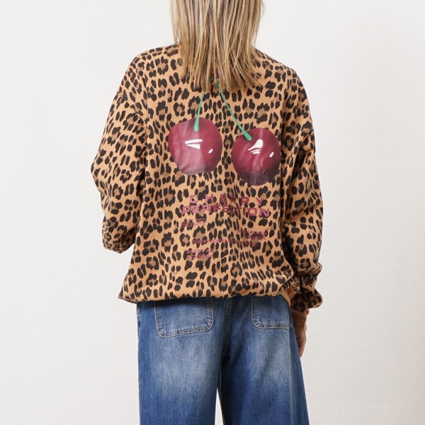 oversize fleece sweatshirt with print