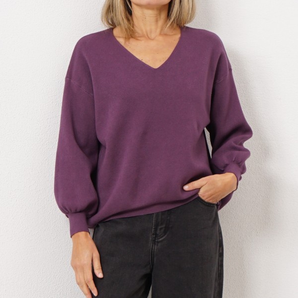 knit sweater with balloon sleeves