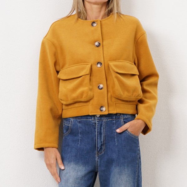 farm jacket with patch pockets