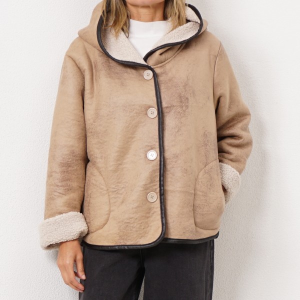 sheepskin hooded coat