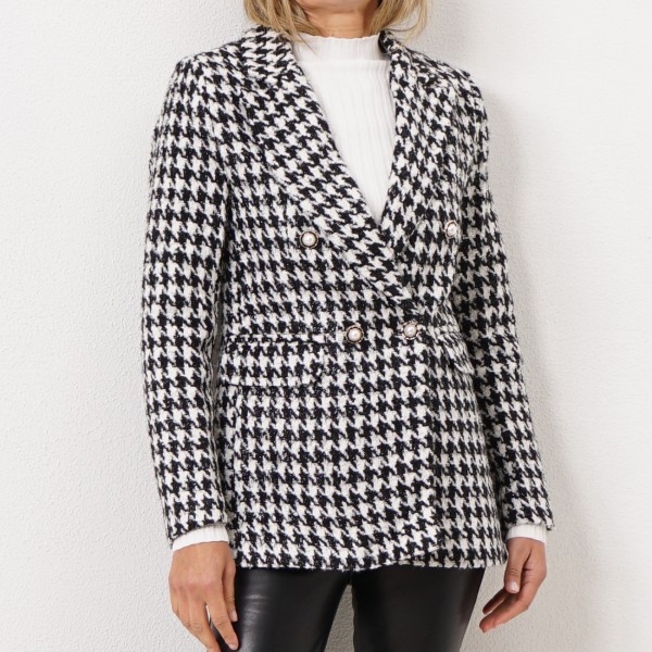 fitted coat (houndstooth) with lurex