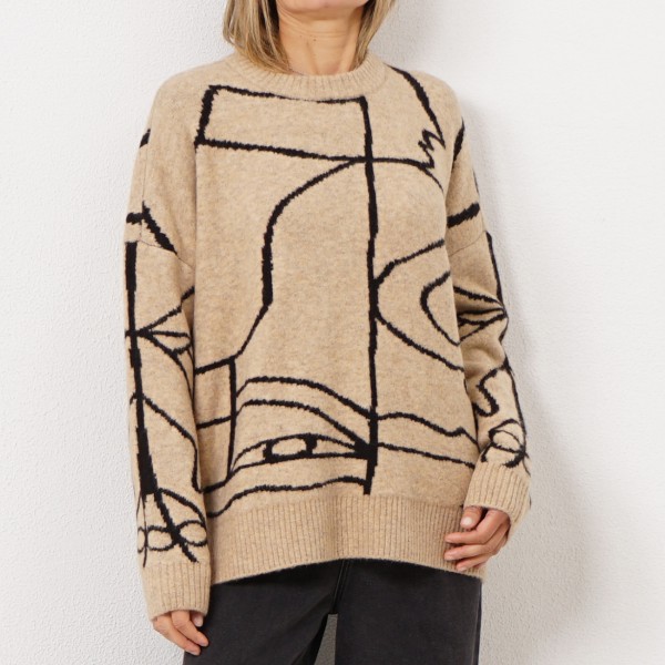 knit sweater with jacquard