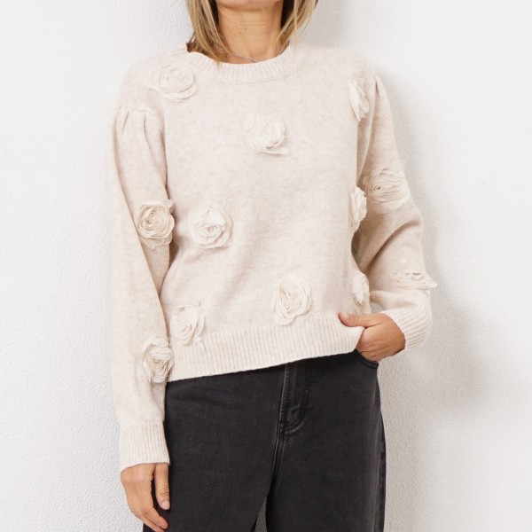 knitted sweater with tulle application