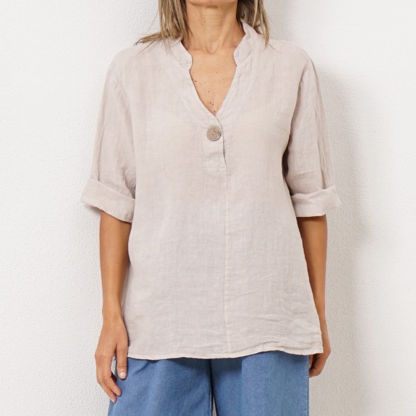 Linen blouse with button