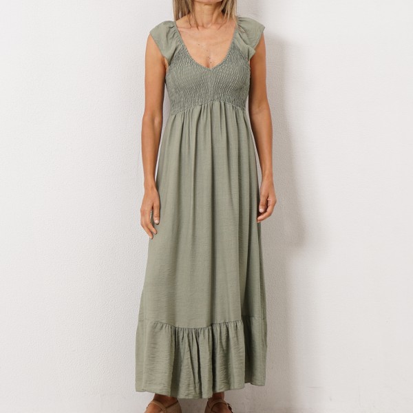 dress with/ ruffles and gathers