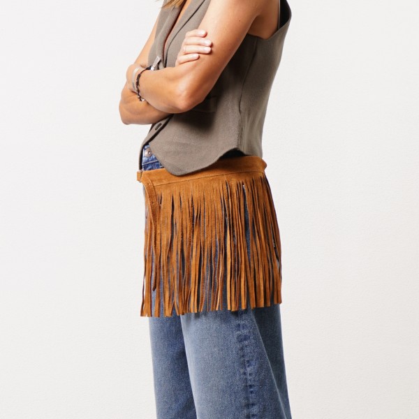 Leather belt with fringes (suede)