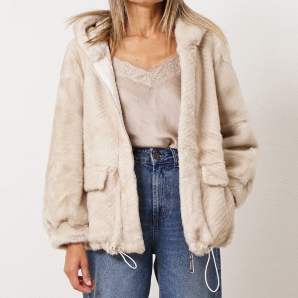 Leather jacket with pockets (synthetic)