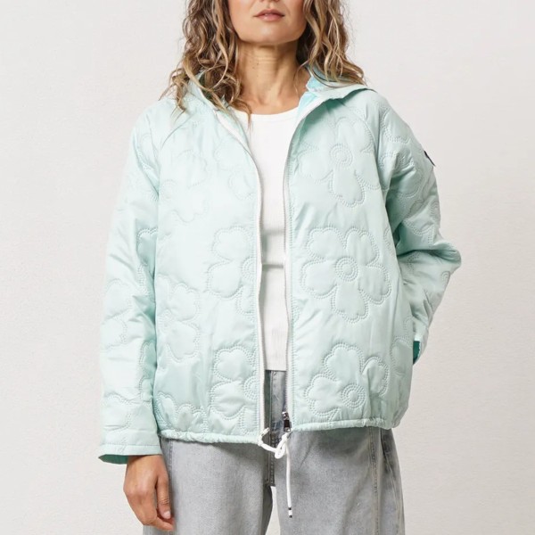 Waterproof parka with hood (faux plain floral print)