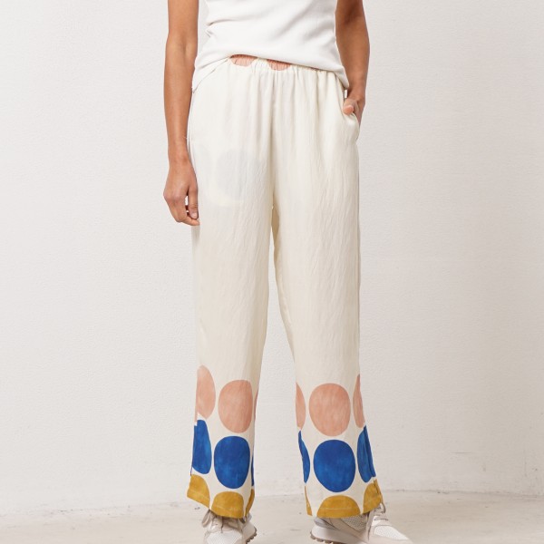 Printed crepe wide-leg pants
