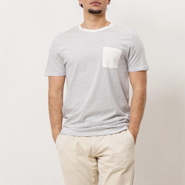 Striped cotton t-shirt with pocket