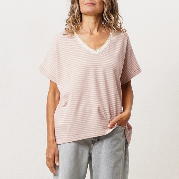 Striped t-shirt (rapport) in cotton with elastane