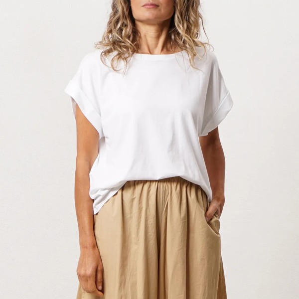 Cotton blouse with folded sleeves