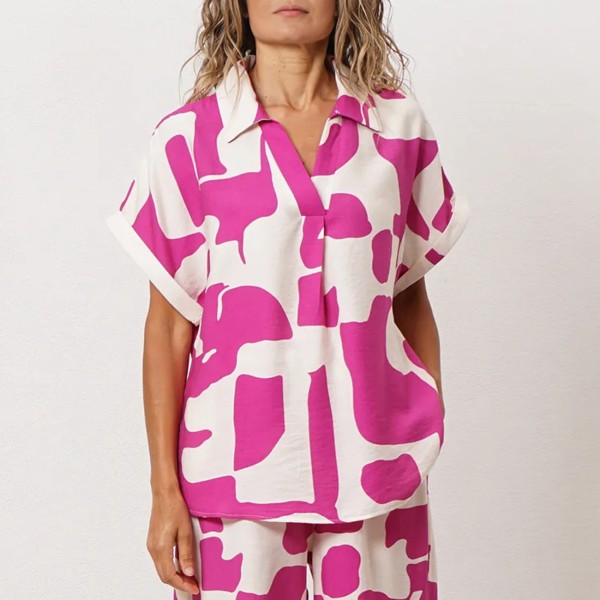 Printed crepe blouse