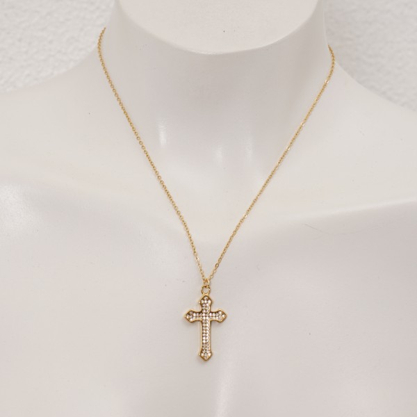 Stainless steel necklace with diamonds (surgical steel) nickel-free