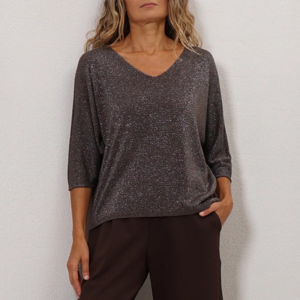 Knitted shirt with lurex detail