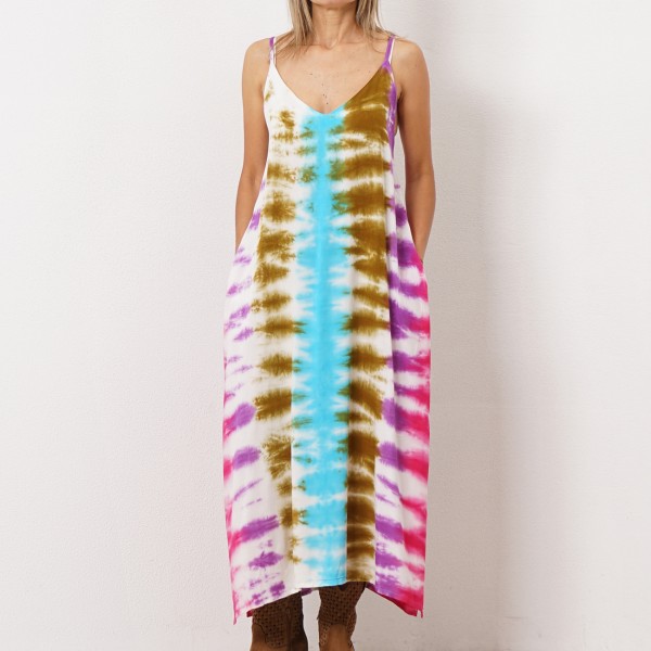 tie dye dress in rayon (natural fiber - soft texture)