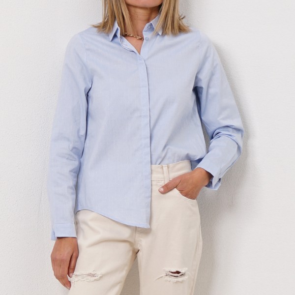 blouse with poplin placket (faux plain)