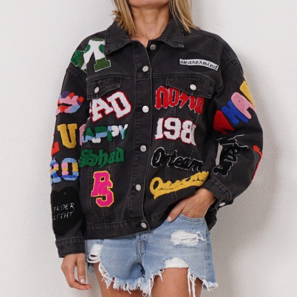 oversize cowboy jacket with embroidery application
