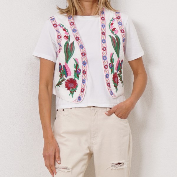 fabric vest with embroidery