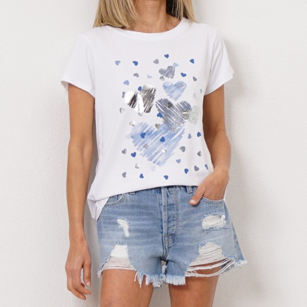 printed cotton t-shirt with elastane