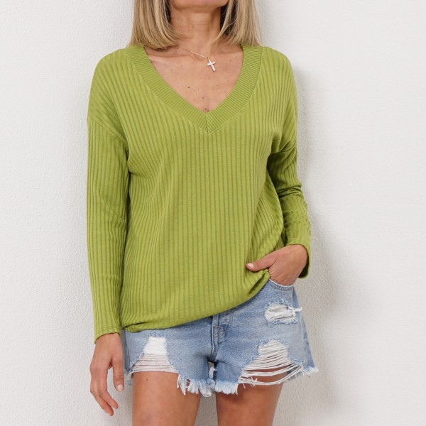 ribbed knit sweater with elastane