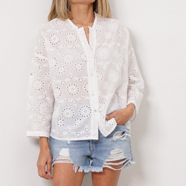 crepe blouse with embroidery