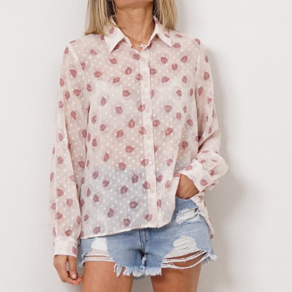 printed crepe blouse with lurex