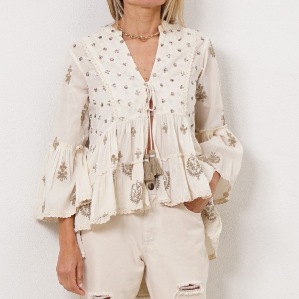 embroidered blouse with sequins application