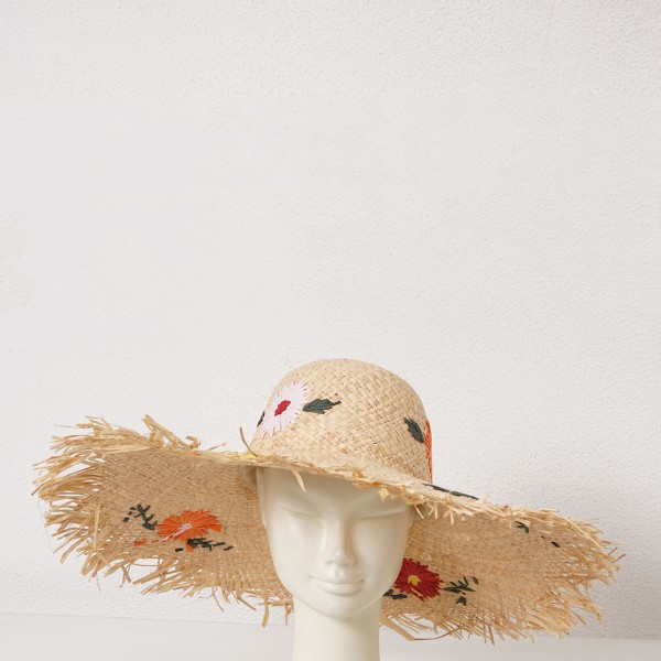 raffia hat with embroidery