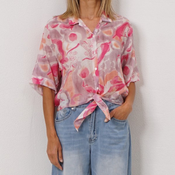 printed blouse with bow