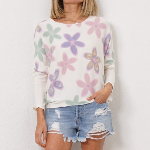 knitted blouse with print