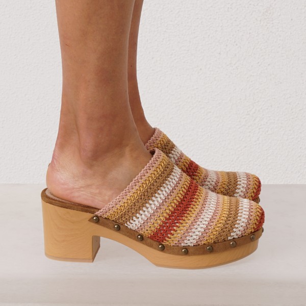 clogs with knitted fabric