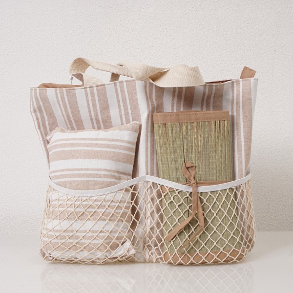 Beach bag with cushion and mat