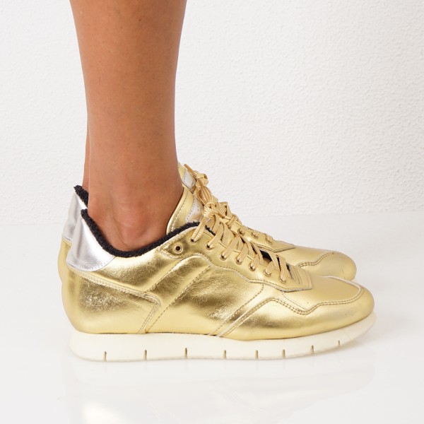 gold leather sneakers